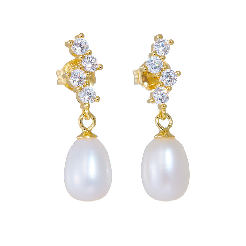Diamond and Freshwater Pearl Earrings