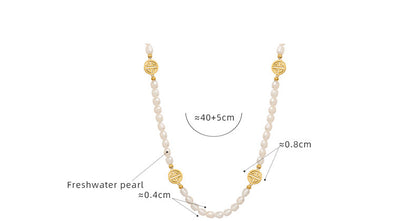 Hollow Vintage Charms Stitching Freshwater Pearl Necklace