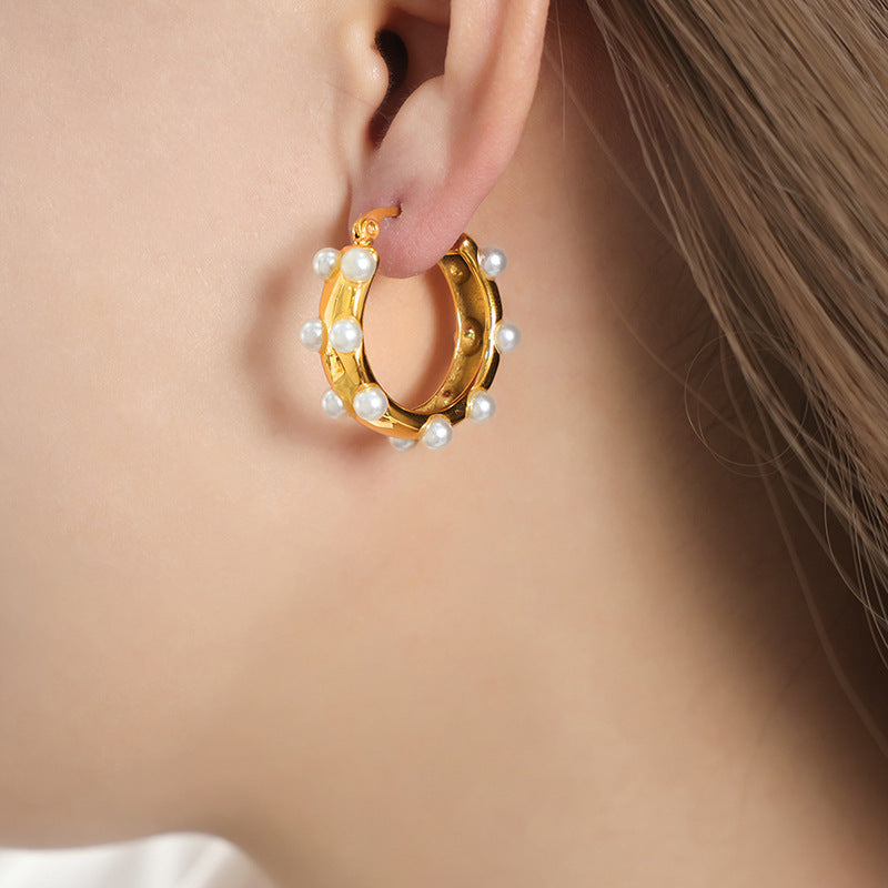 Fashion Chic Gold Geometric Pearl Earring