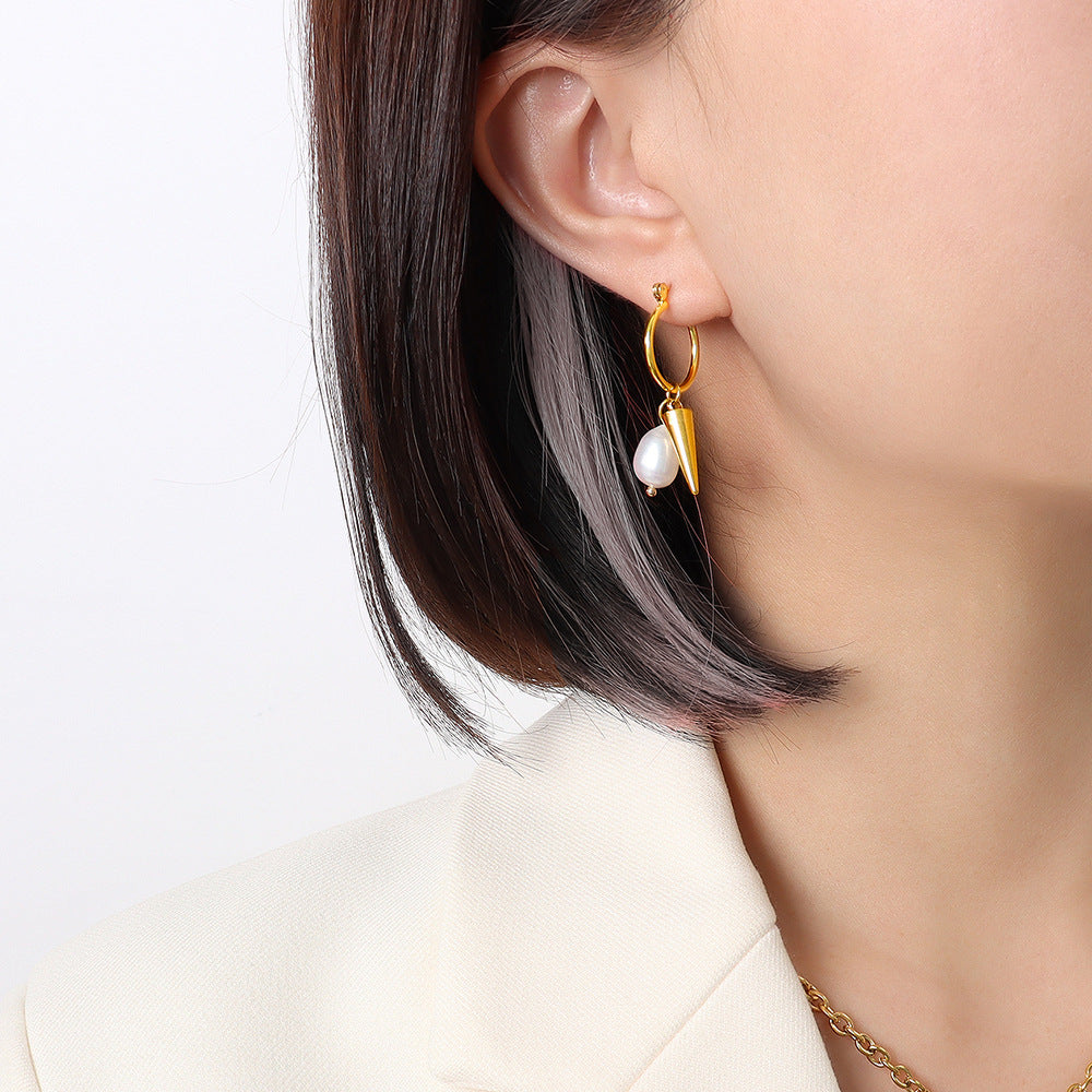 Tapered and Pearl Earring