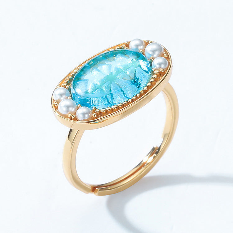 Sky Blue Sapphire and Pearl Ring