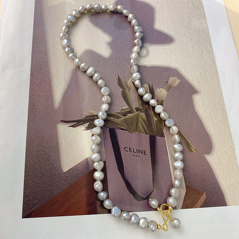 Gray Baroque Pearl Clavicle Necklace