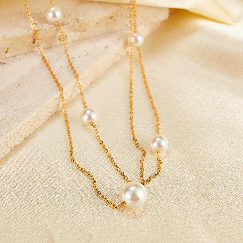 Two Layer Floating Pearl Necklace