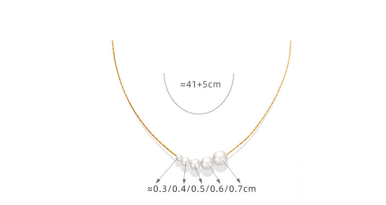 Gradient Size Floating Pearl Pendant Necklace