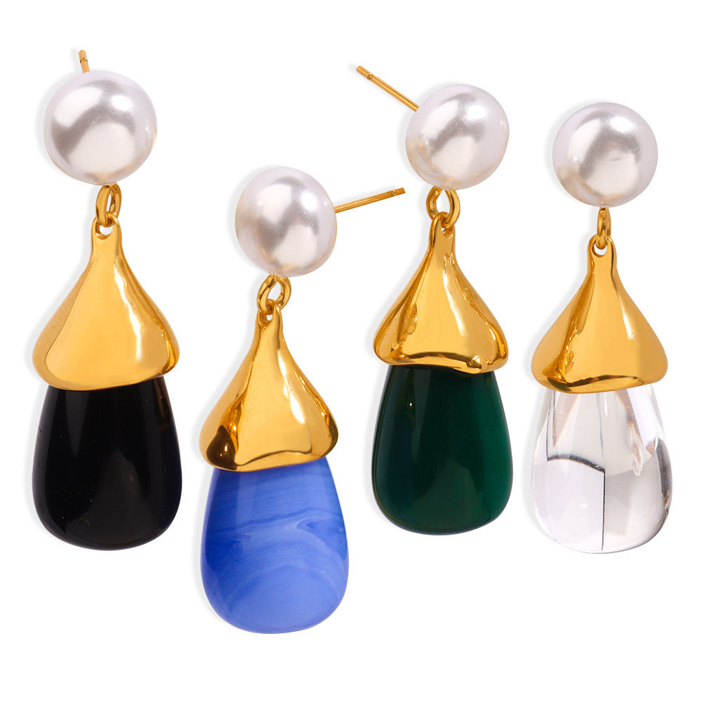 Cute Pearl Stud Resin Earrings