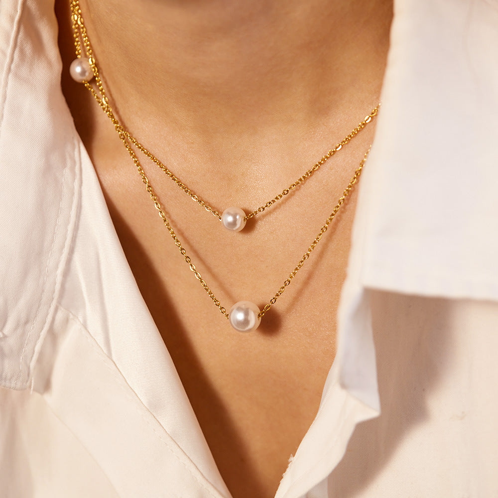 Two Layer Floating Pearl Necklace