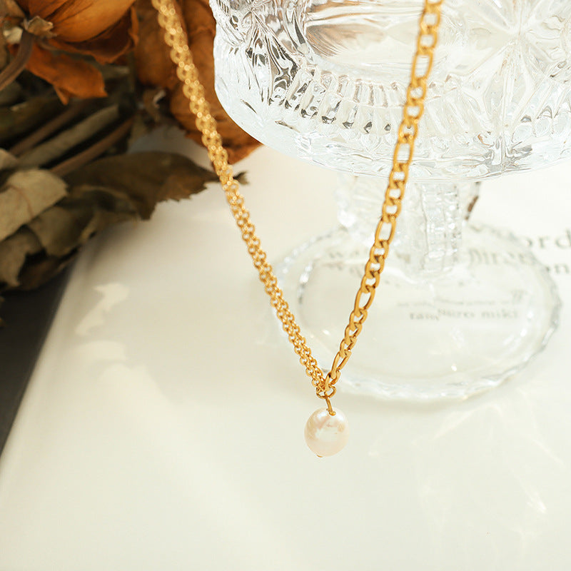 Double Chain Freshwater Pearl Pendant Necklace