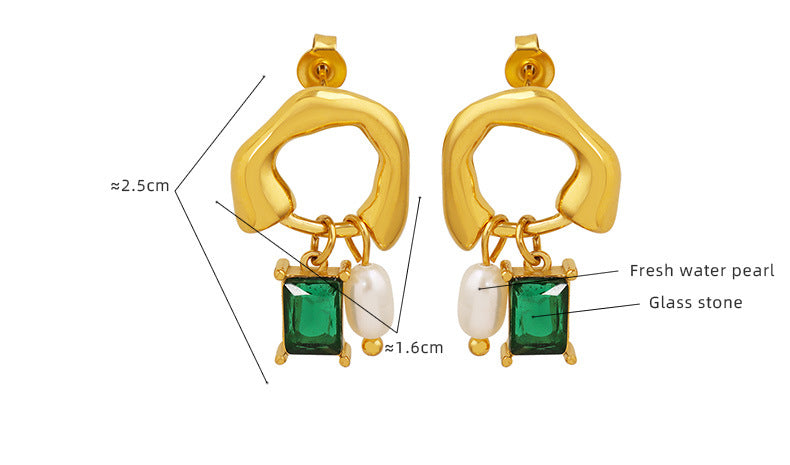 Emerald Geometric Earrings