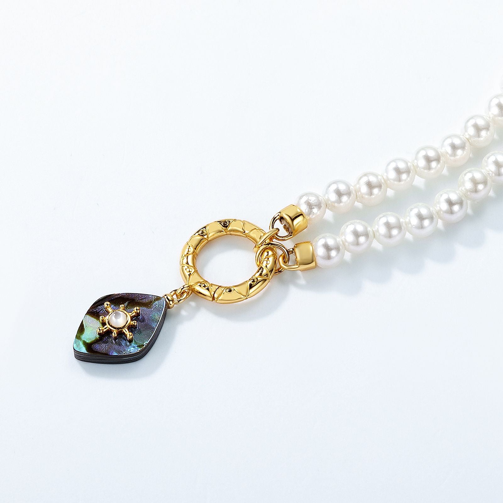 Ocean Abalone Shell Pendant Pearl Necklace