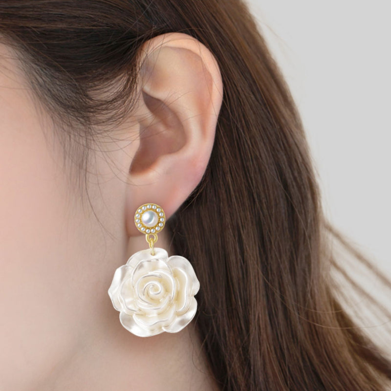 Pearl Camellia Earrings