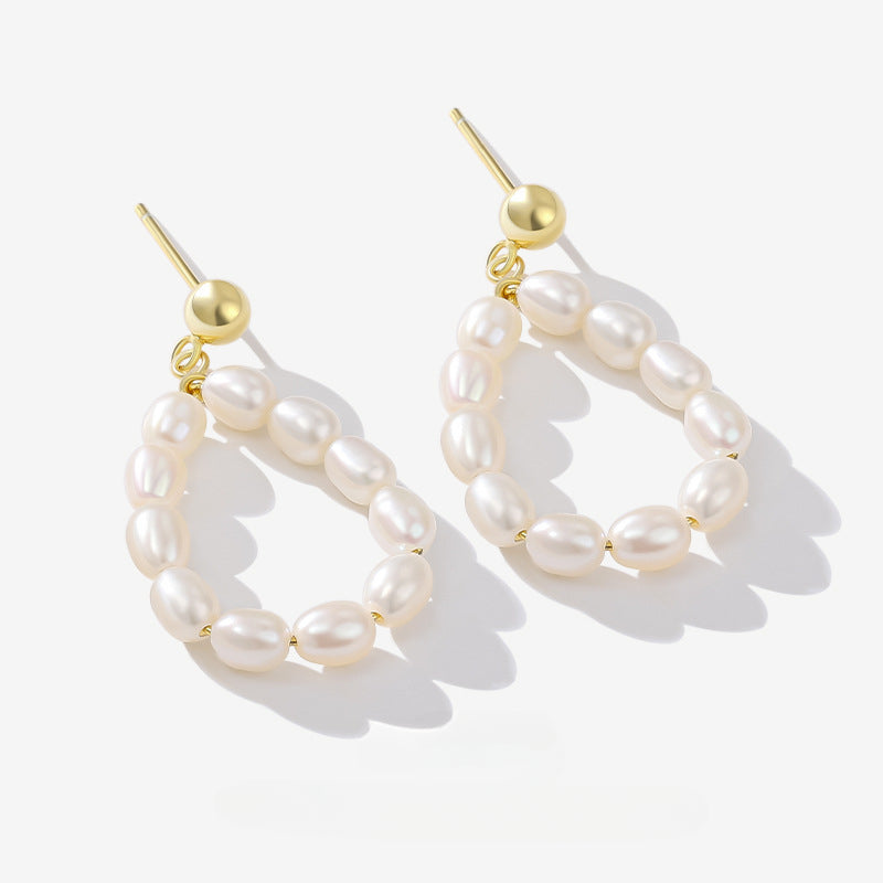 Freshwater Pearls Circle Earrings