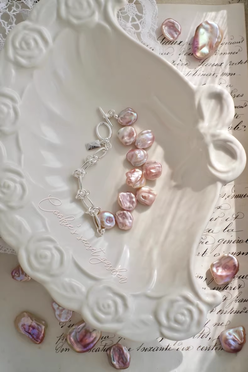 【Monet Garden Collection】 Handmade Fragrant Baroque Pearl Bracelet