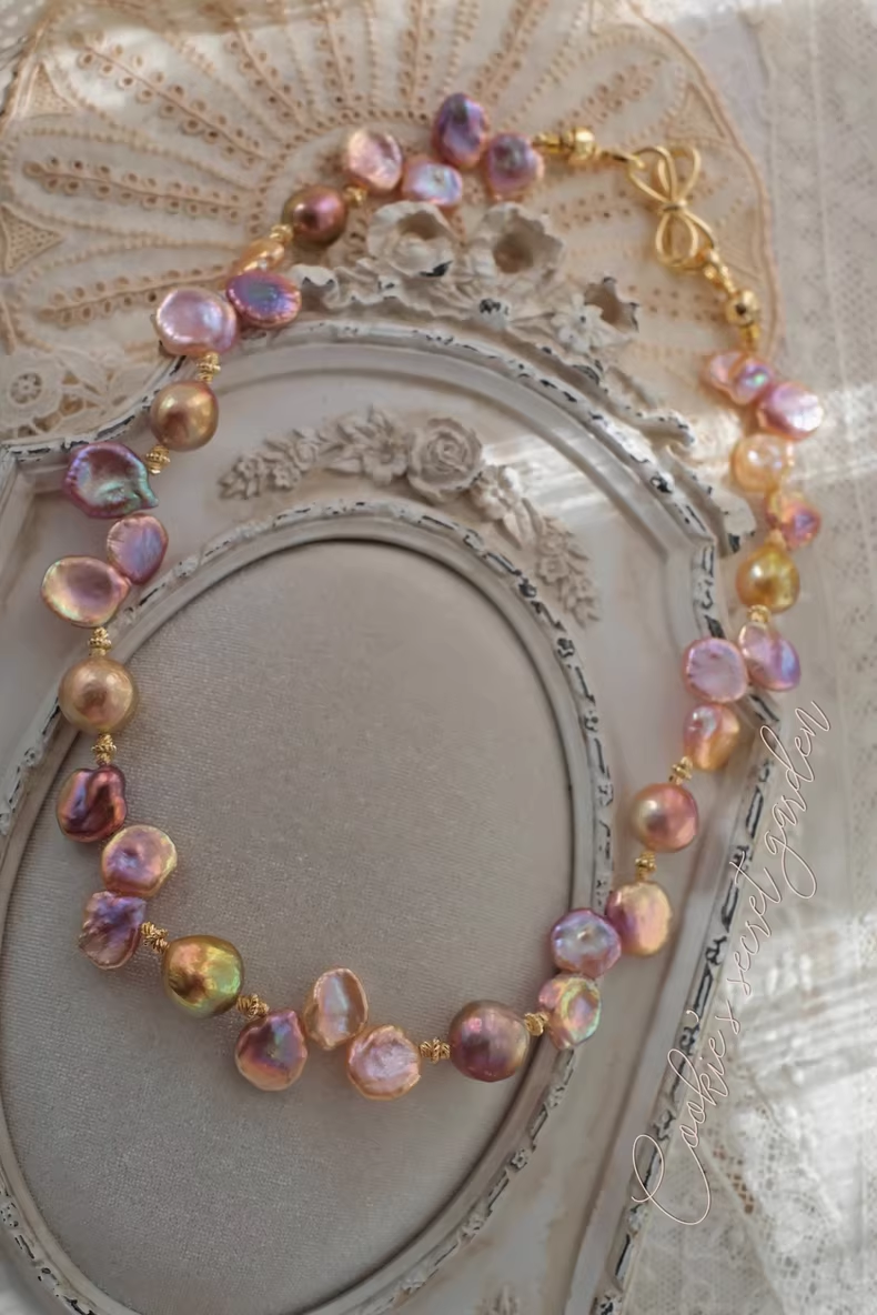 【Monet Garden Collection】 Handmade Gallery Baroque Pearl Necklace