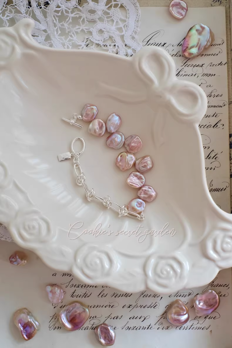 【Monet Garden Collection】 Handmade Fragrant Baroque Pearl Bracelet