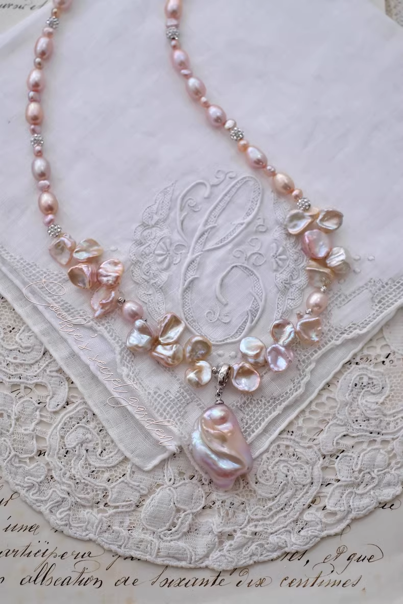 【Monet Garden Collection】Handmade Luxury Baroque Pearl Pendant Necklace