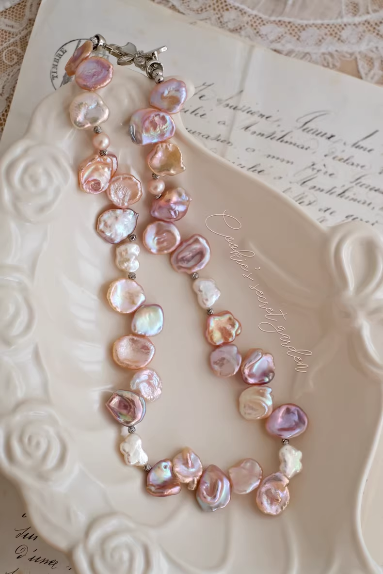 【Monet Garden Collection】 Handmade Butterfly Yard Baroque Pearl Necklace