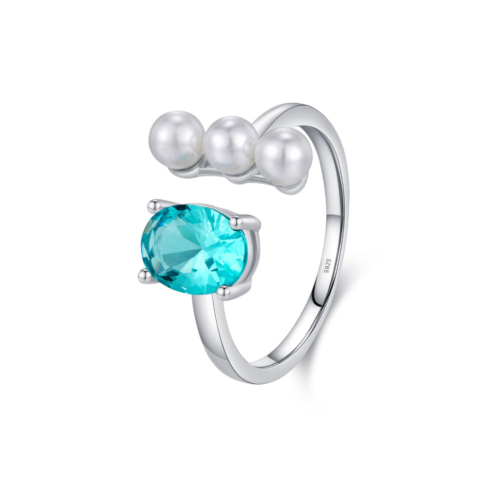 Aquamarine and Pearl Ring