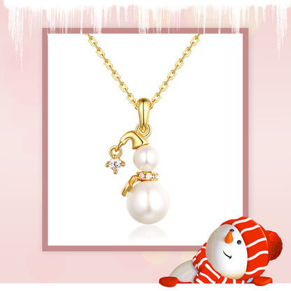 Christmas Gift Snowman Pearl Pendant