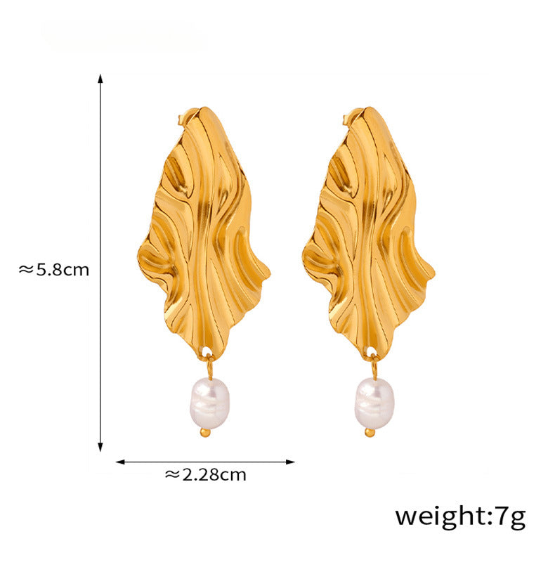 Personality Hyperbolic Pearl Drop Earrings