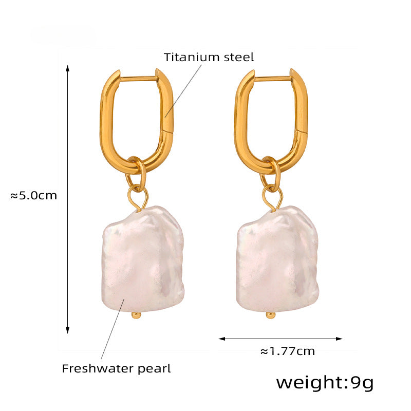 Clip On Baroque Pearl Drop Earrings