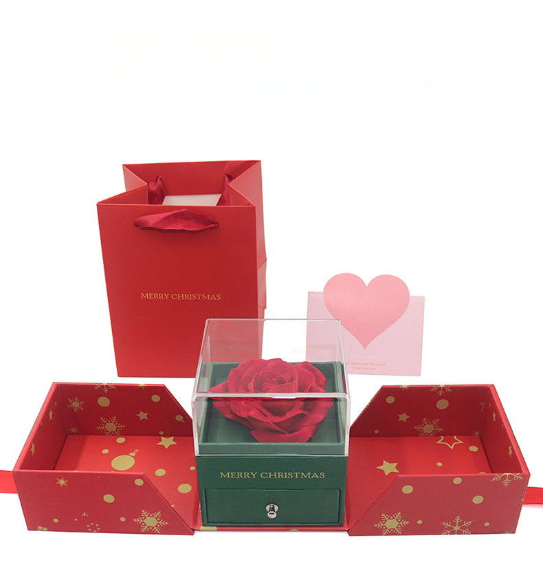 Christmas Preserved Flower Roses Jewelry Box