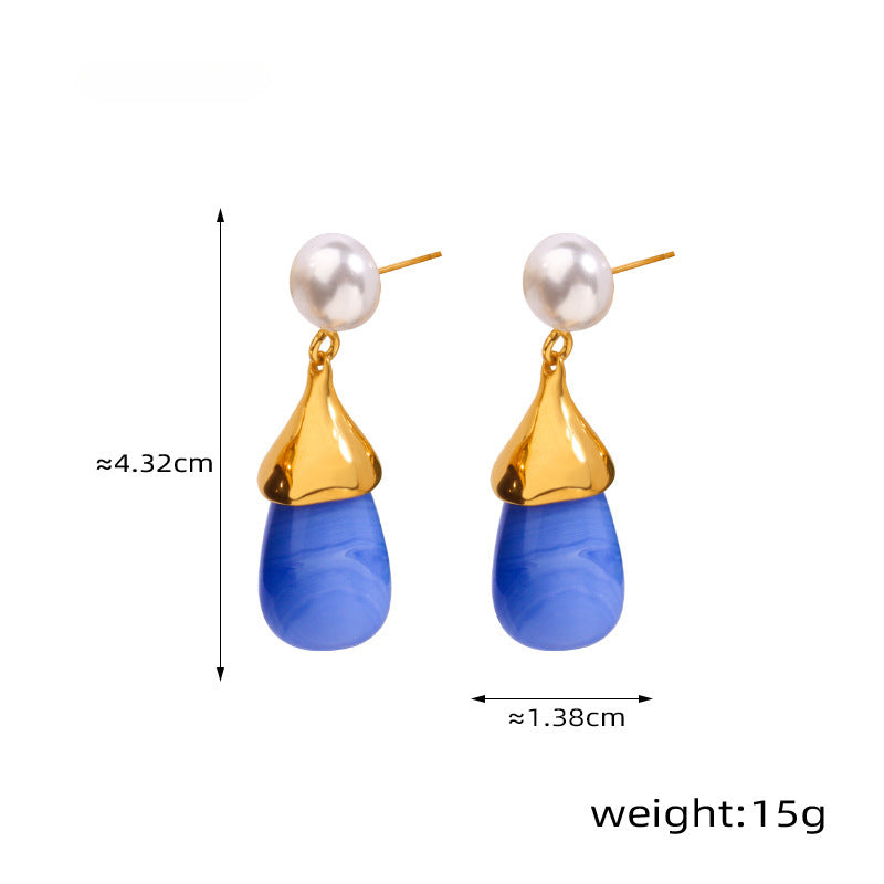 Cute Pearl Stud Resin Earrings