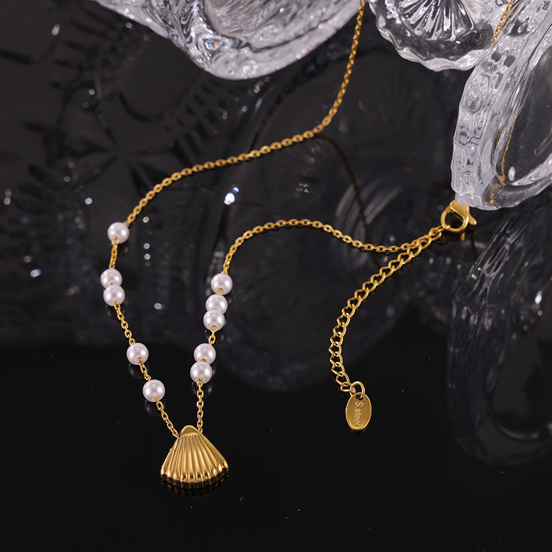 Floating Pearls Shell Pendant Necklace