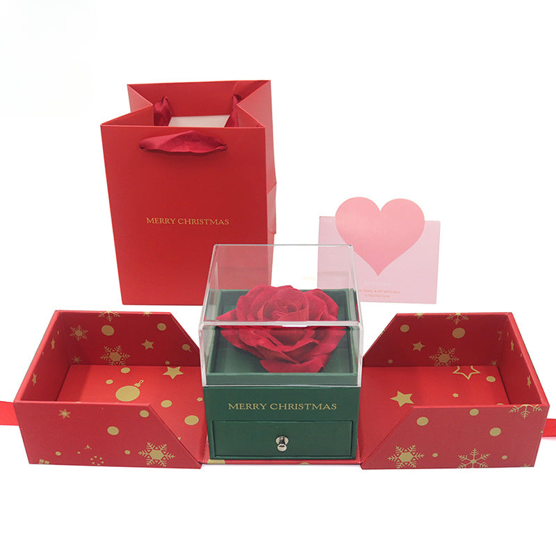 Christmas Preserved Flower Roses Jewelry Box