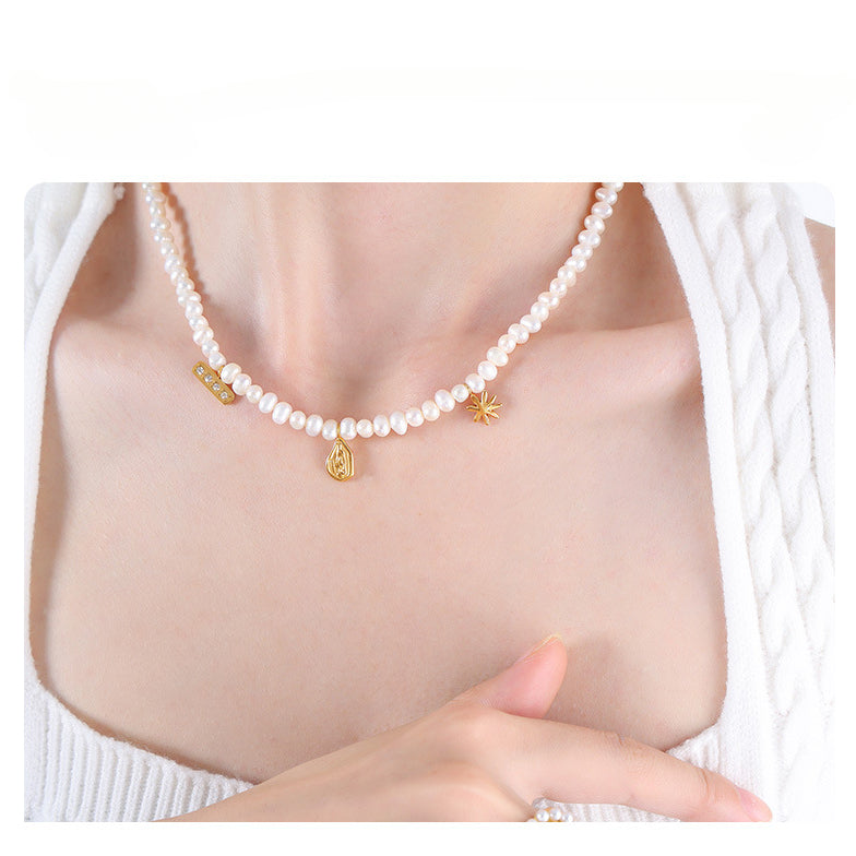 Geometric Charms Baroque Freshwater Pearl Necklace