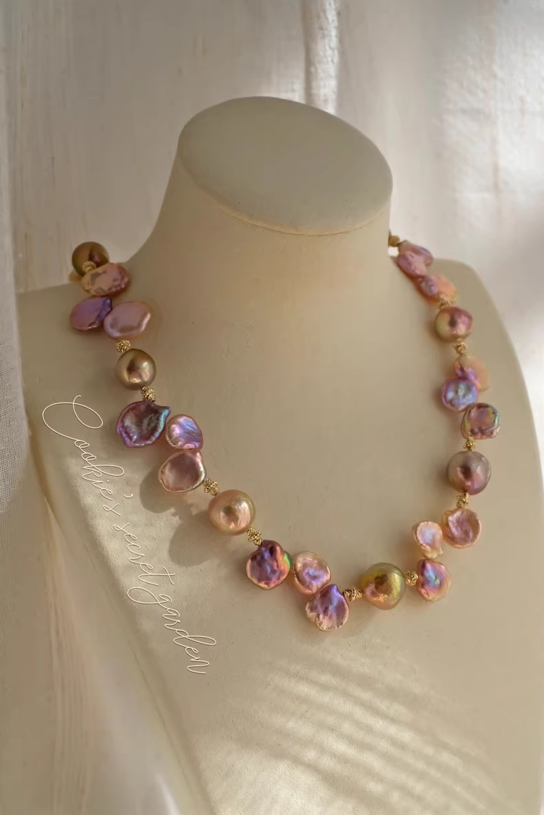 【Monet Garden Collection】 Handmade Gallery Baroque Pearl Necklace