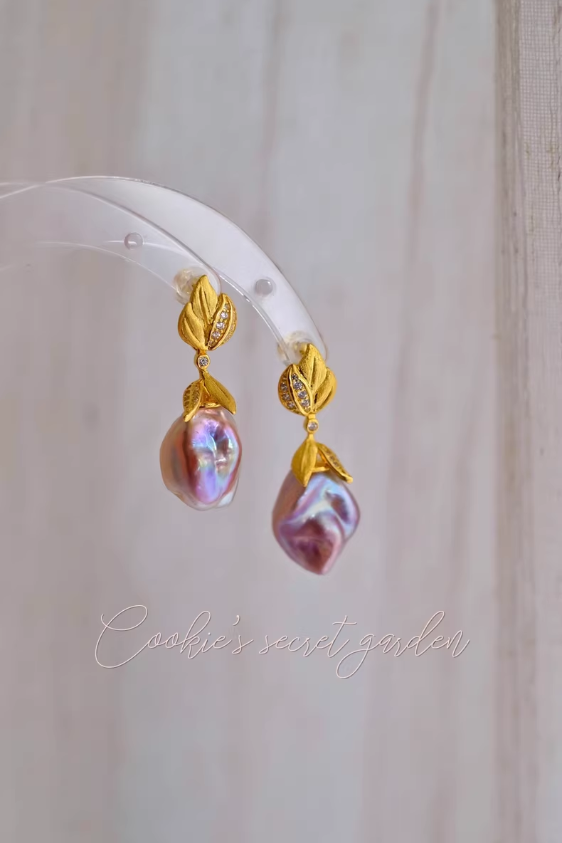 【Monet Garden Collection】 Handmade Classic Romantic Baroque Pearl Earrings