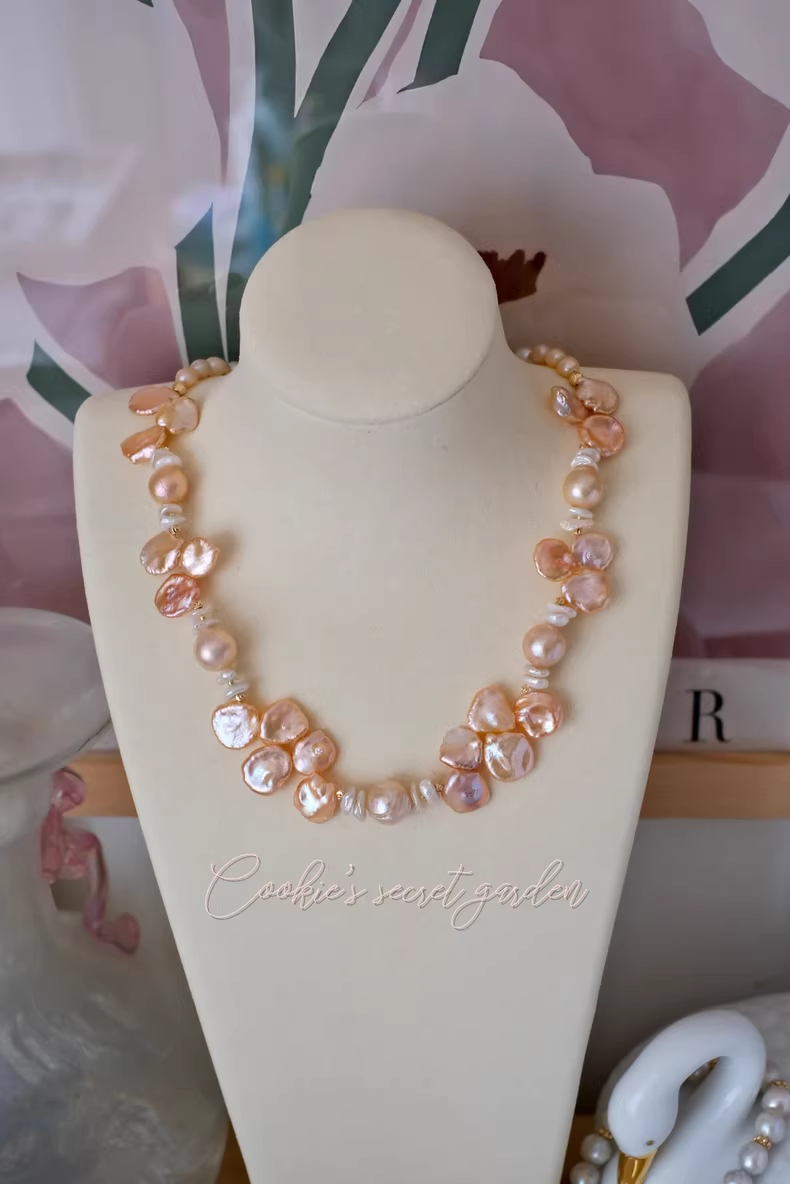 【Monet Garden Collection】 Handmade Austin Baroque Pearl Necklace