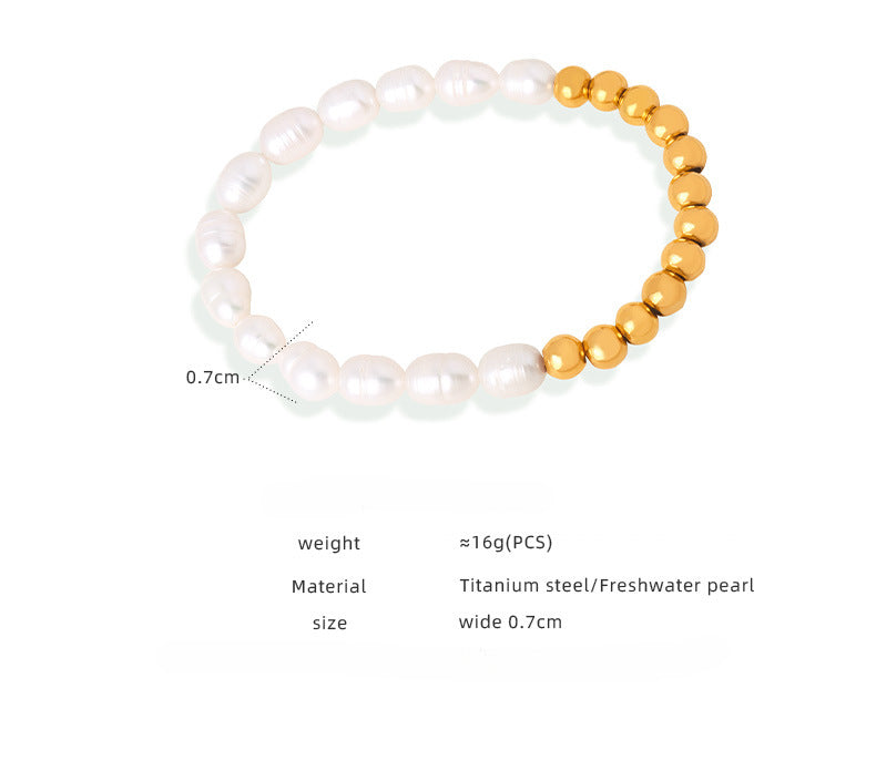 Natural Freshwater Pearl Splicing Gold Beads Bracelet