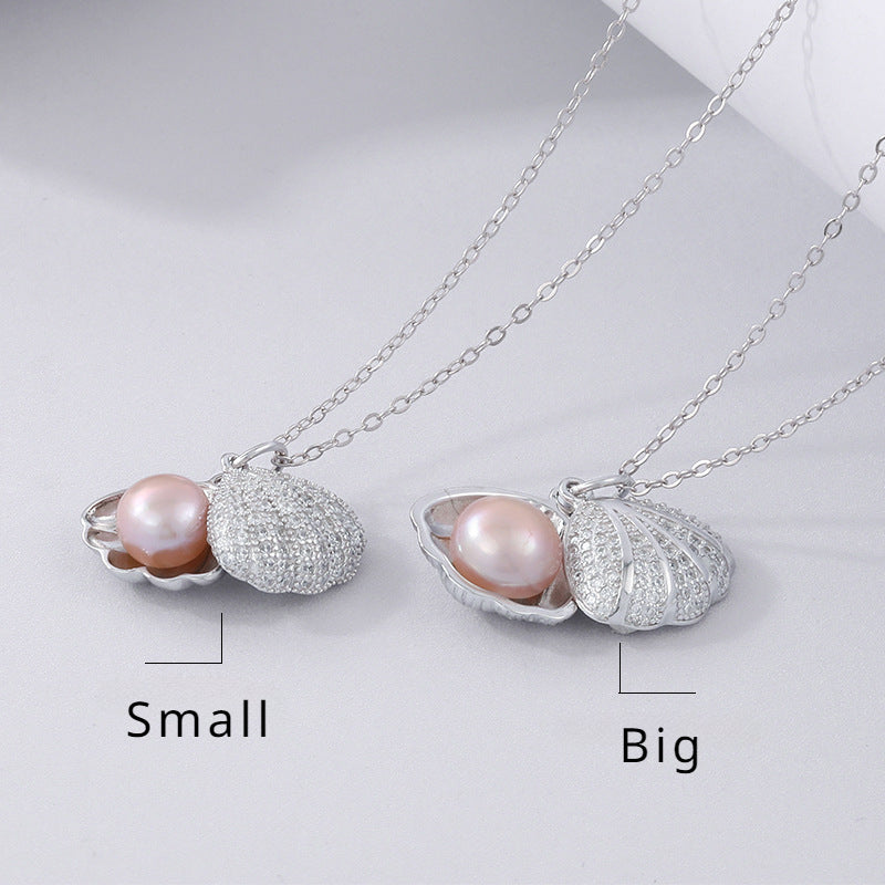 Shell Pearl Pendant Necklace Earrings Ring Set