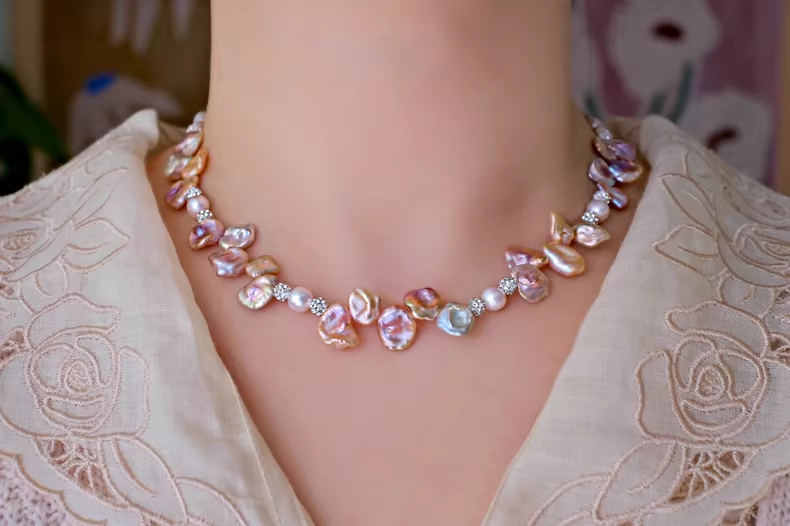 【Monet Garden Collection】 Handmade Fairy Petal Baroque Pearl Necklace