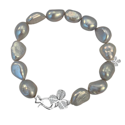 Clover Grey Baroque Pearl Bracelet