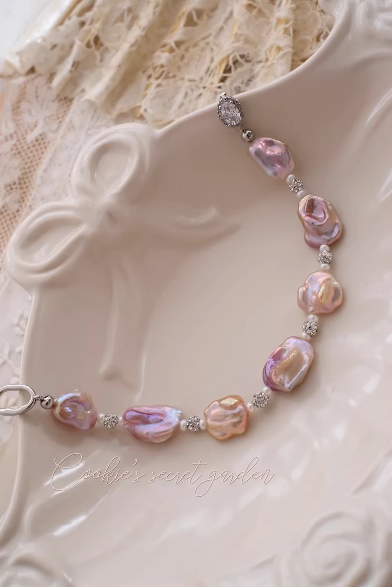 【Monet Garden Collection】 Handmade Dreamy Sweet Baroque Pearl Bracelet