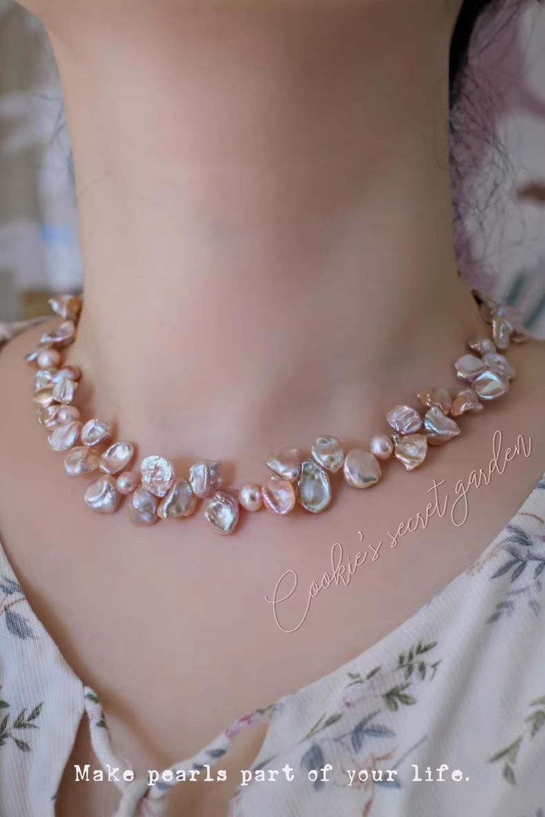 【Monet Garden Collection】 Handmade Dream Song Baroque Pearl Necklace