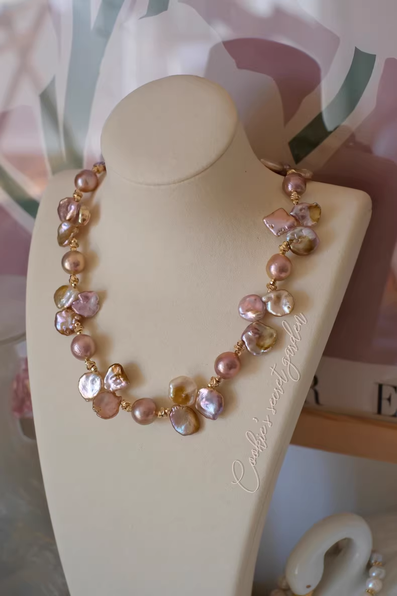 【Monet Garden Collection】 Handmade Summer Baroque Pearl Necklace