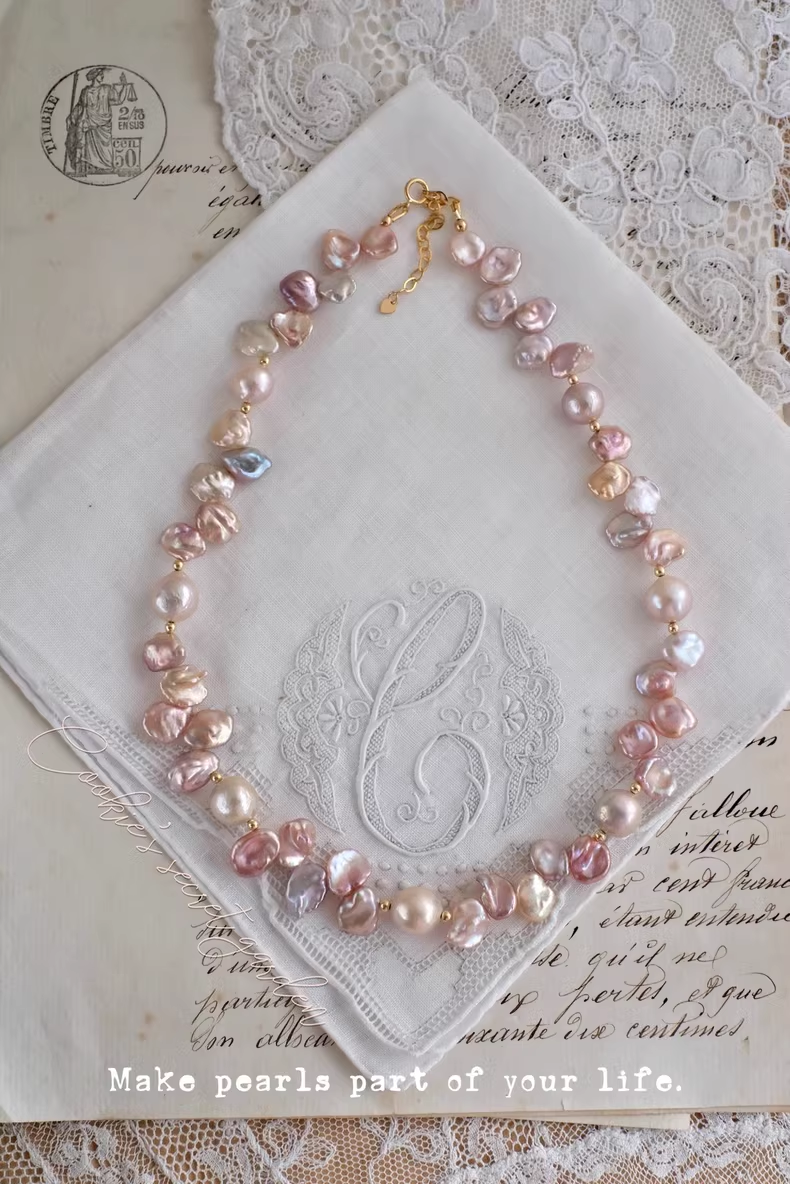 【Monet Garden Collection】 Handmade Secret Garden Baroque Pearl Necklace