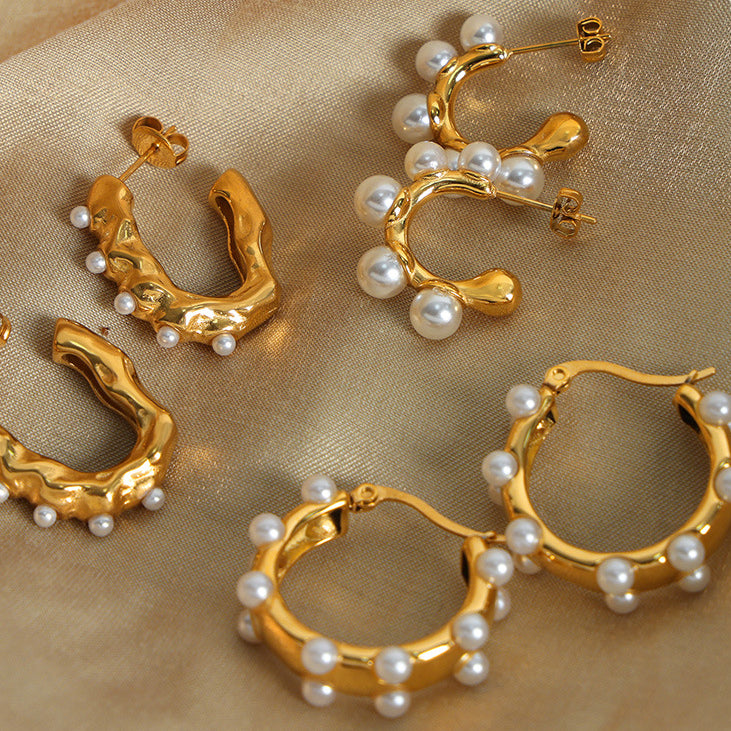 Fashion Chic Gold Geometric Pearl Earring