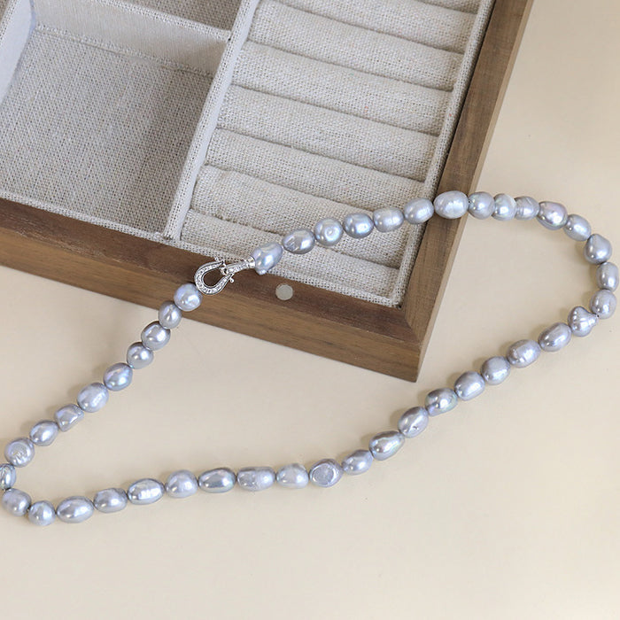 Luxurious Grey Baroque Pearl Clavicle Necklace