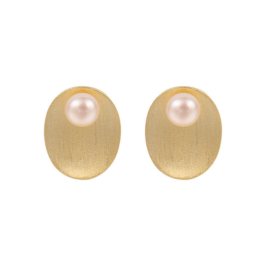 Retro Matt Round Plate Pear Earrings