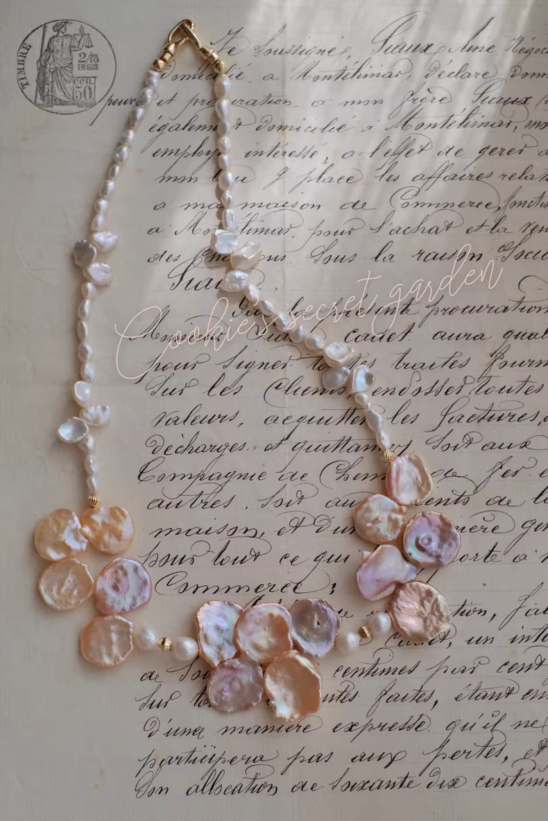 【Monet Garden Collection】 Handmade Old Dreams Baroque Pearl Necklace