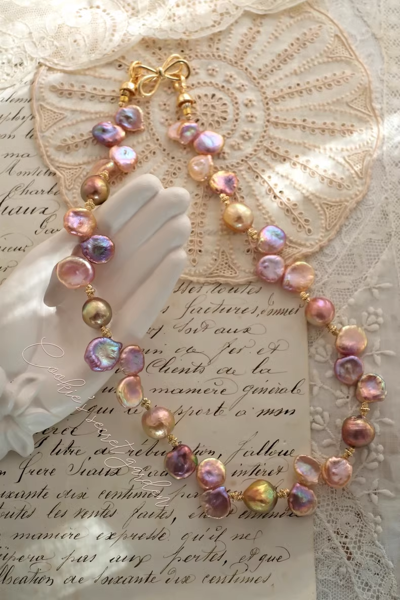 【Monet Garden Collection】 Handmade Gallery Baroque Pearl Necklace