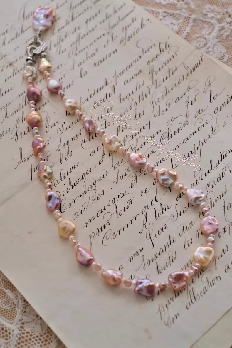 【Monet Garden Collection】 Handmade Detachable Baroque Pearl Pendant Necklace