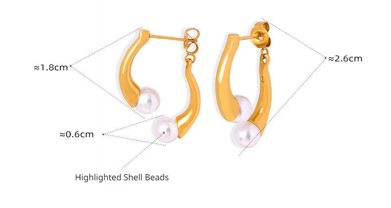 Vintage Curve Asymmetric Pearl Earrings