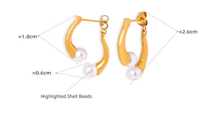 Vintage Curve Asymmetric Pearl Earrings