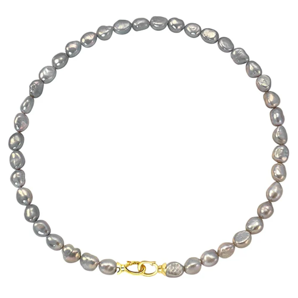 Elegant Natural Grey Baroque Pearl Necklace