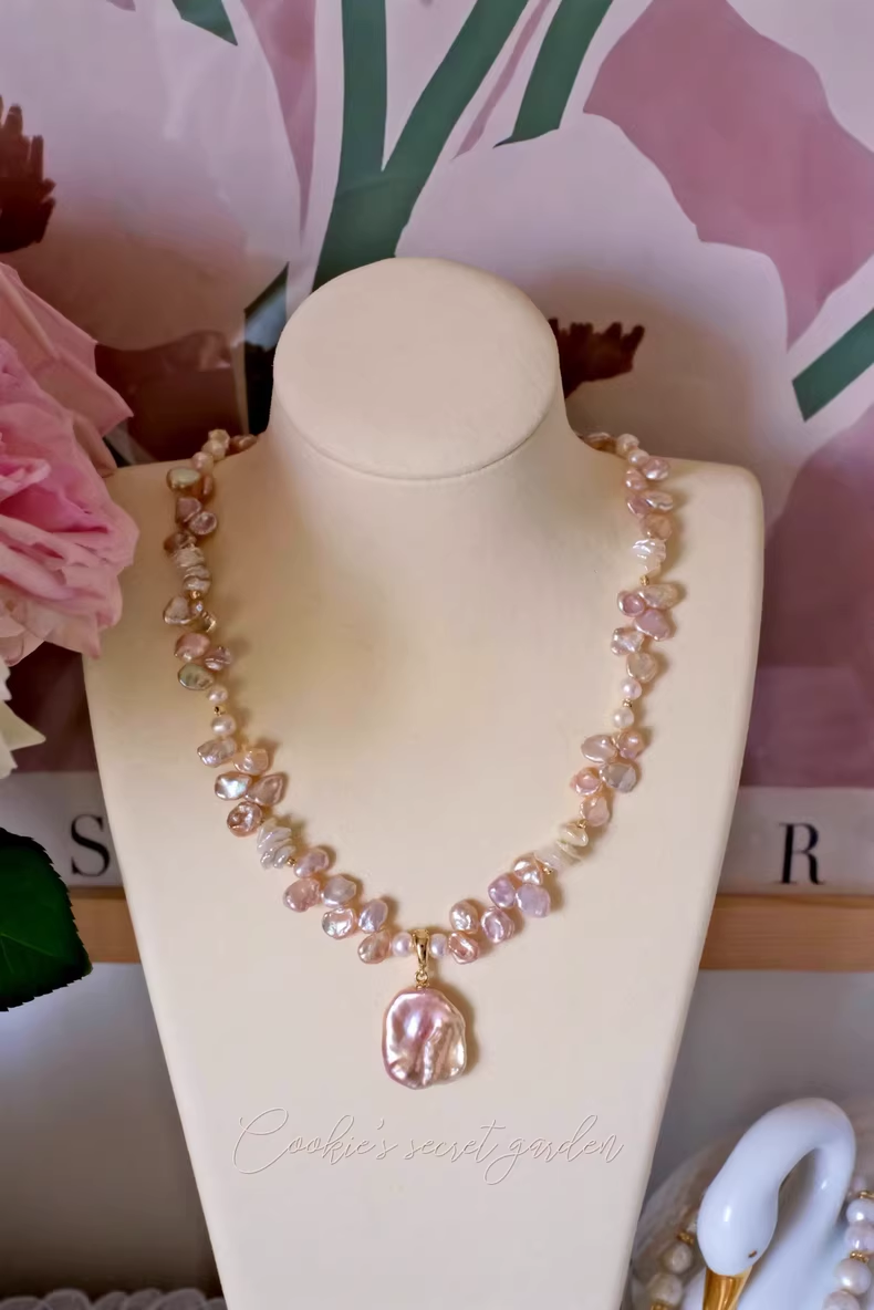 【Monet Garden Collection】 Handmade First Encounter Baroque Pearl Necklace